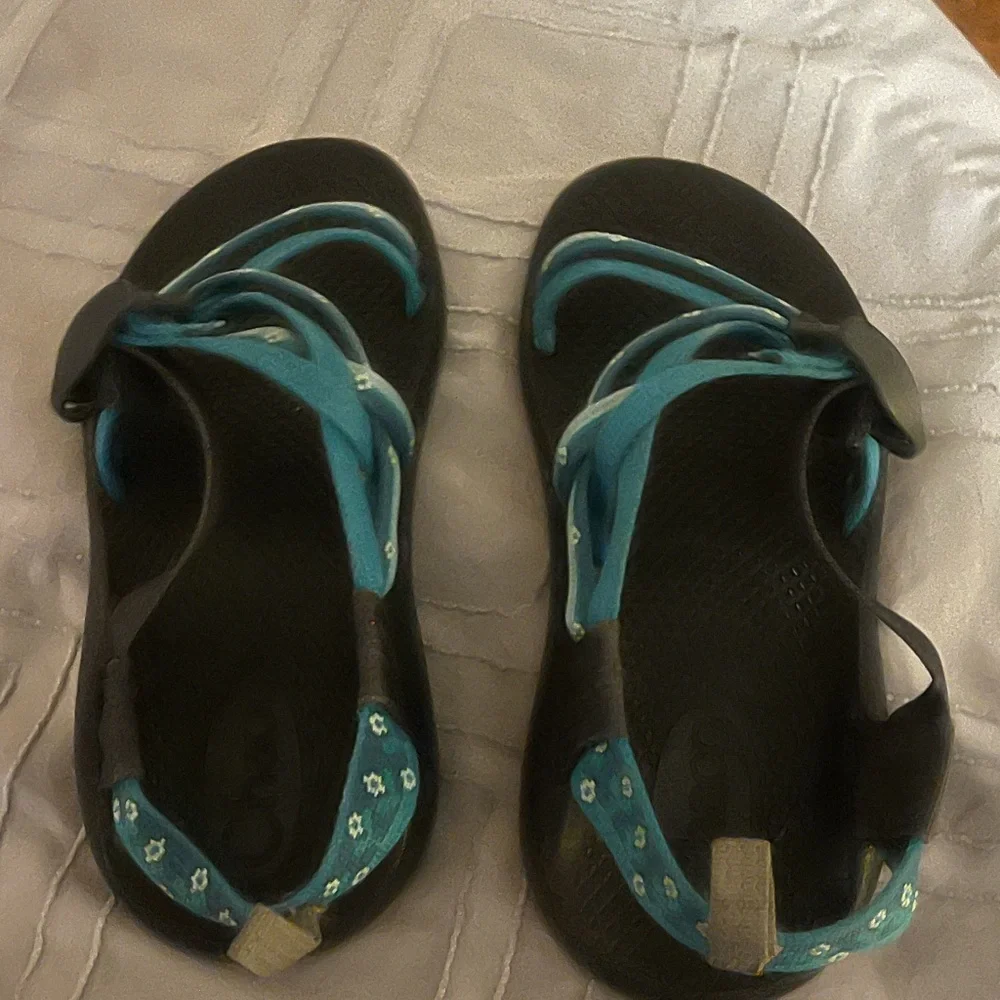 Chaco Kids Teal and Black Adjustable Strap Sandals